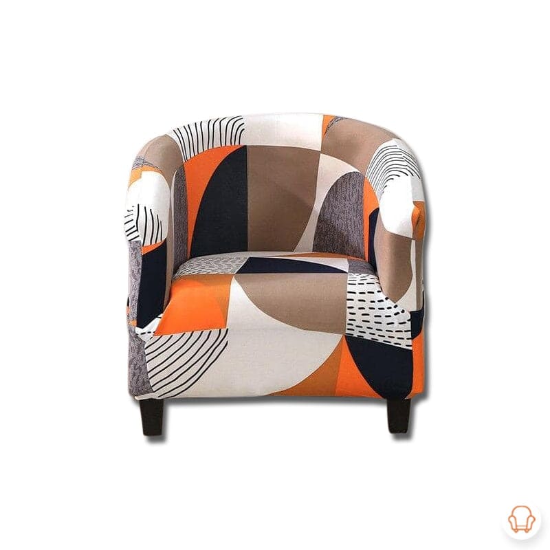 Pomarańczowy czarno-biały mozaikowy pokrowiec na fotel kabriolet
