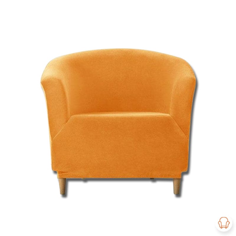 Pokrowiec na fotel rozkładany - aksamit - żółto-pomarańczowy