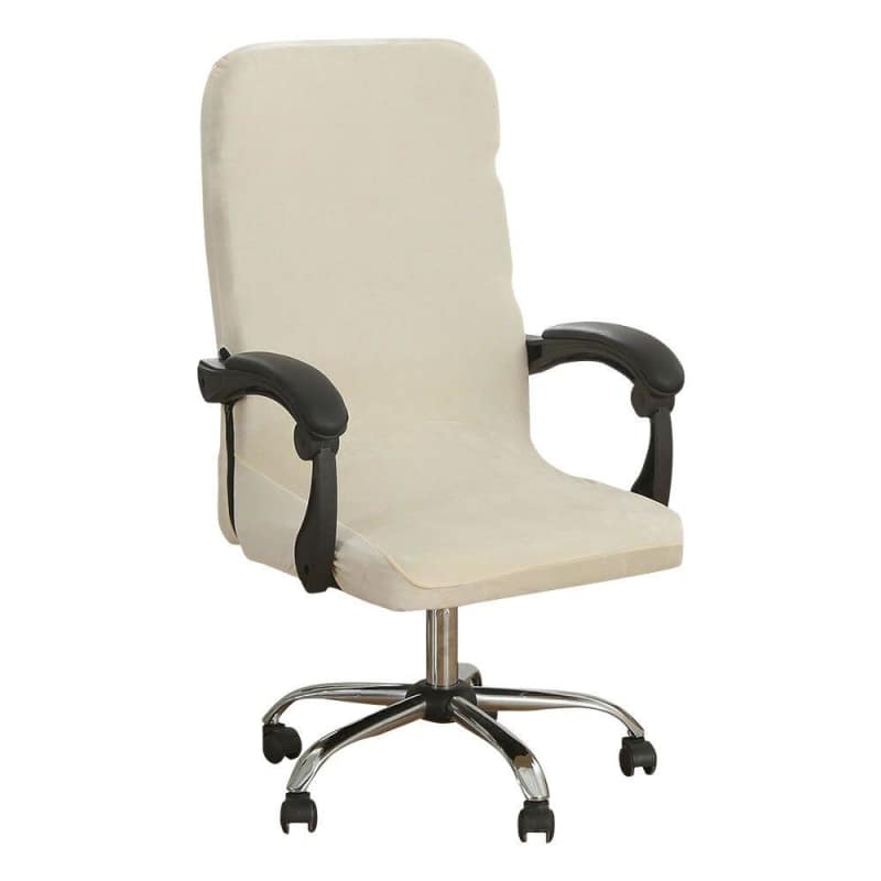 Aksamitny pokrowiec na krzesło biurowe - wiosenny biały 