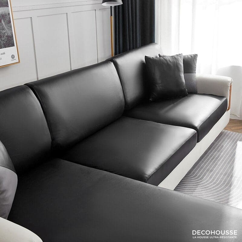 Fodera per cuscino per divano in ecopelle nera